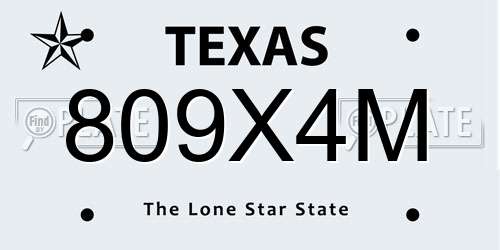 809X4M Texas License Plate