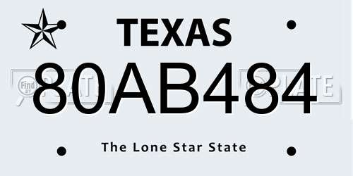 80AB484 Texas License Plate