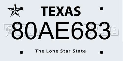 80AE683 Texas License Plate