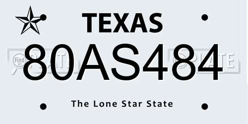 80AS484 Texas License Plate