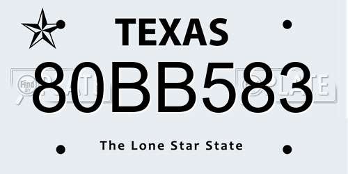 80BB583 Texas License Plate