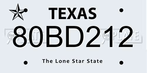 80BD212 Texas License Plate