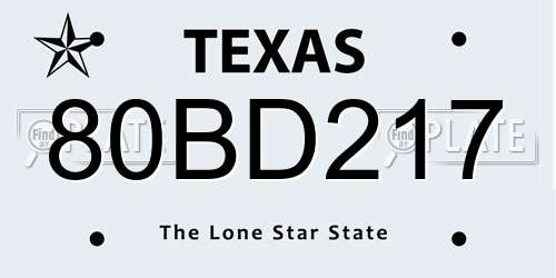 80BD217 Texas License Plate