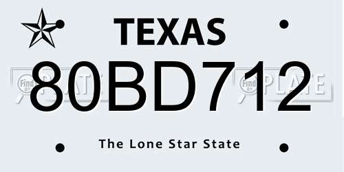 80BD712 Texas License Plate