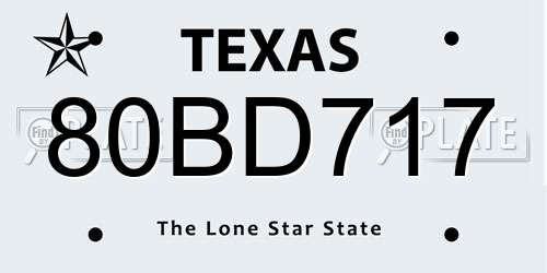 80BD717 Texas License Plate