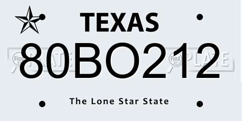 80BO212 Texas License Plate