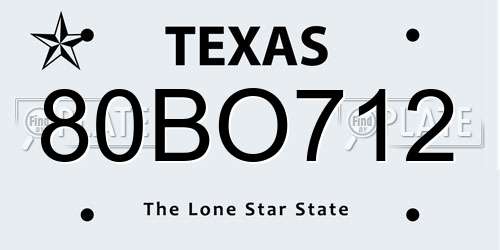 80BO712 Texas License Plate