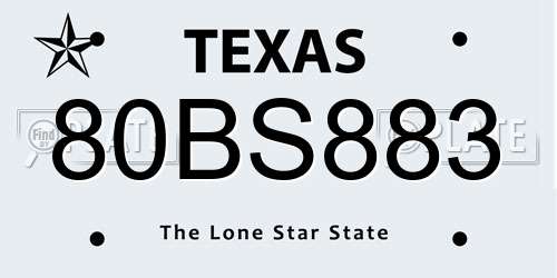 80BS883 Texas License Plate