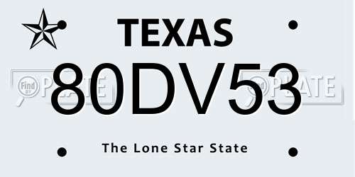 80DV53 Texas License Plate