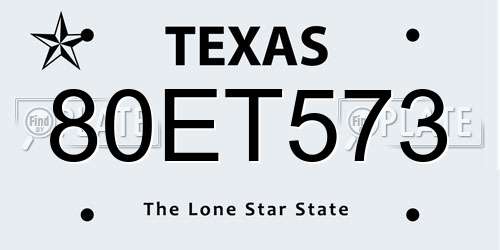80ET573 Texas License Plate