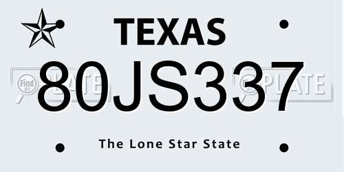 80JS337 Texas License Plate