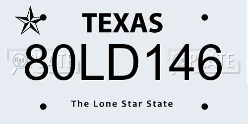 80LD146 Texas License Plate