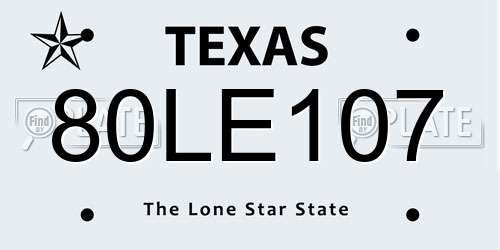 80LE107 Texas License Plate