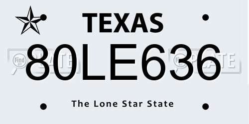 80LE636 Texas License Plate