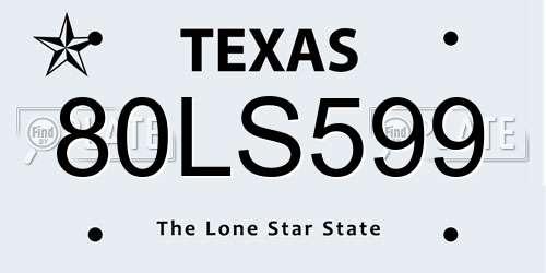 80LS599 Texas License Plate