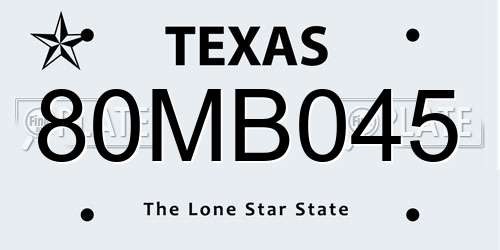 80MB045 Texas License Plate