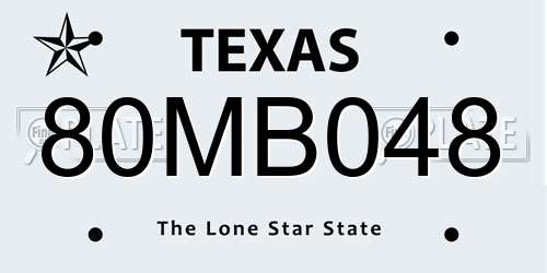 80MB048 Texas License Plate