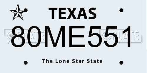 80ME551 Texas License Plate