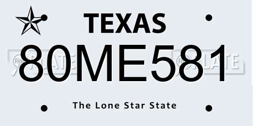 80ME581 Texas License Plate