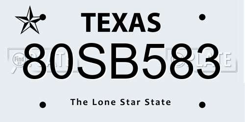 80SB583 Texas License Plate