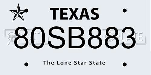 80SB883 Texas License Plate