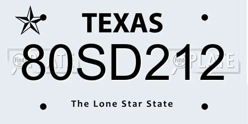 80SD212 Texas License Plate