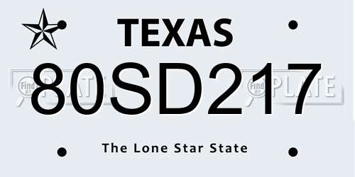 80SD217 Texas License Plate