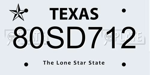 80SD712 Texas License Plate