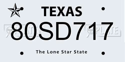 80SD717 Texas License Plate