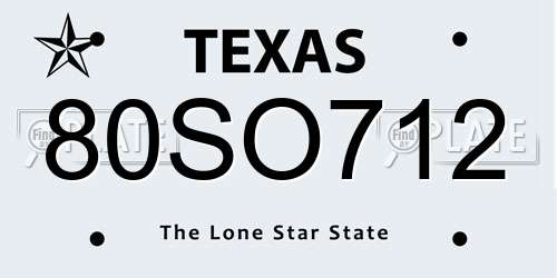 80SO712 Texas License Plate