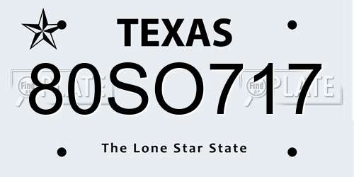 80SO717 Texas License Plate