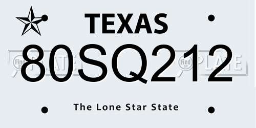 80SQ212 Texas License Plate