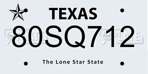 80SQ712 Texas License Plate