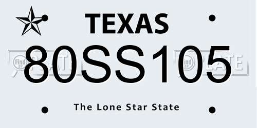 80SS105 Texas License Plate