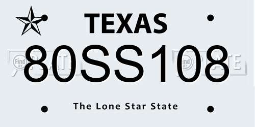 80SS108 Texas License Plate
