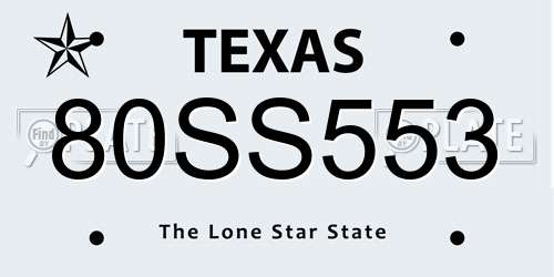 80SS553 Texas License Plate