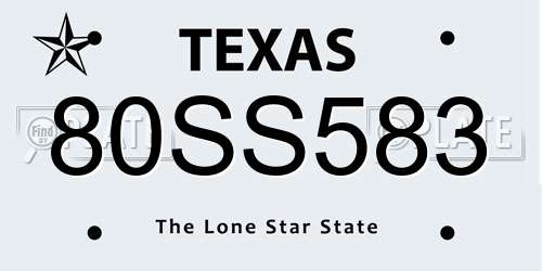 80SS583 Texas License Plate