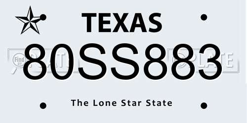80SS883 Texas License Plate