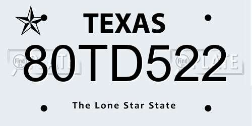 80TD522 Texas License Plate