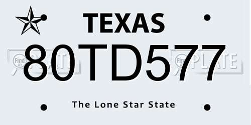 80TD577 Texas License Plate