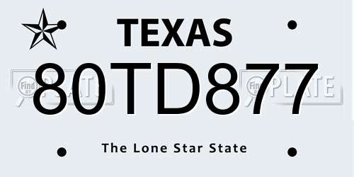 80TD877 Texas License Plate