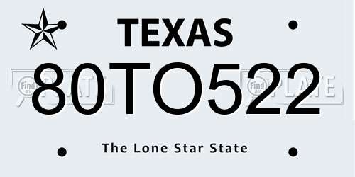 80TO522 Texas License Plate