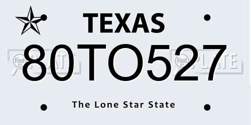 80TO527 Texas License Plate