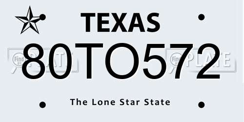 80TO572 Texas License Plate