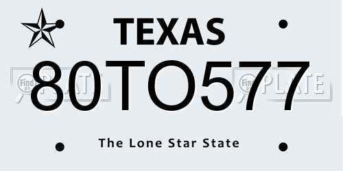 80TO577 Texas License Plate