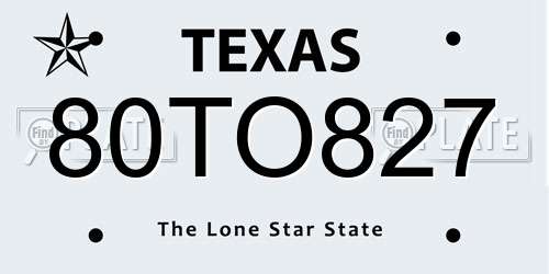 80TO827 Texas License Plate