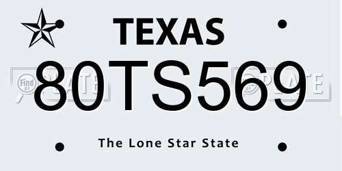 80TS569 Texas License Plate