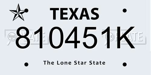 810451K Texas License Plate