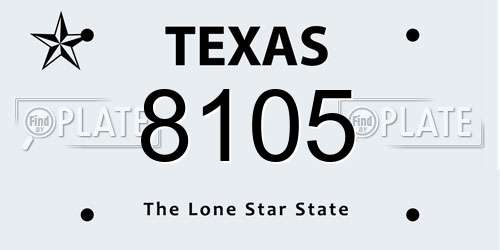 8105 Texas License Plate