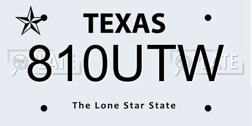 810UTW Texas License Plate